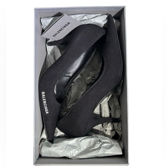 Balenciaga Knife Knit Pointed Toe Pumps Black Size 41